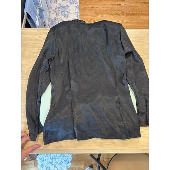 Vintage Retro 80s 90s Women’s Lightweight Blazer Crepe Polyester Fun Black Sz 12 - Picture 3 of 9